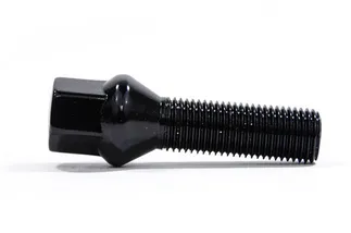 Spulen Conical Seat Wheel Bolt Black - 14x1.5x 27mm Length - Priced Each